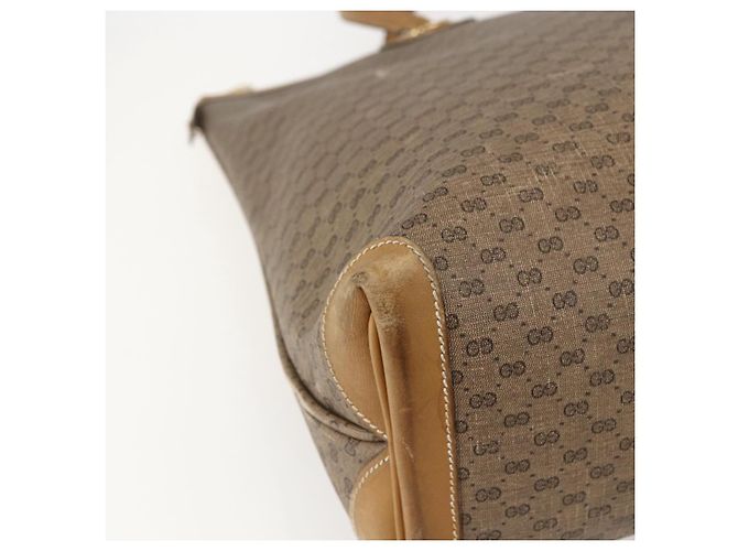 Gucci Borsa tote Micro GG Supreme in PVC beige e oro 002 4868 39 Auth 151511 D'oro - vista 14