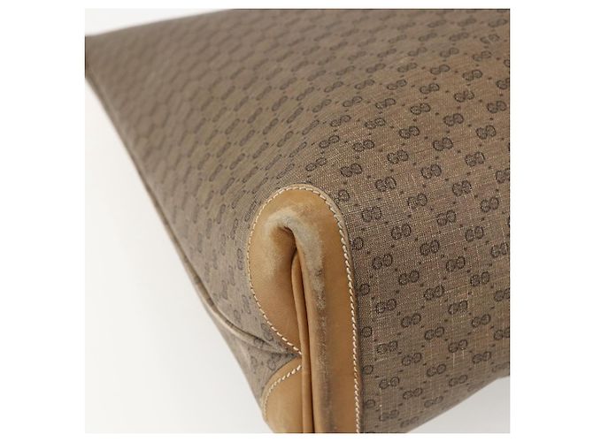 Gucci Borsa tote Micro GG Supreme in PVC beige e oro 002 4868 39 Auth 151511 D'oro - vista 16