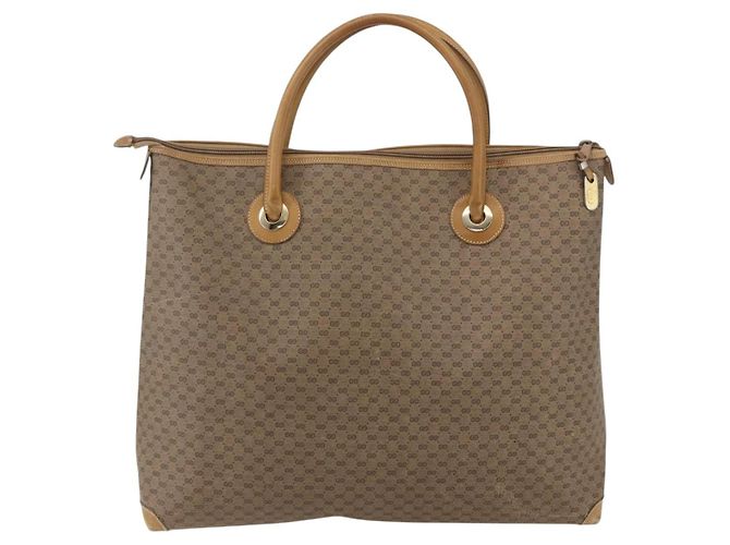 Gucci Borsa tote Micro GG Supreme in PVC beige e oro 002 4868 39 Auth 151511 D'oro - vista 2