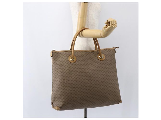 Gucci Borsa tote Micro GG Supreme in PVC beige e oro 002 4868 39 Auth 151511 D'oro - vista 20