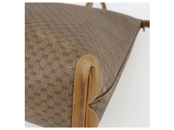 Gucci Borsa tote Micro GG Supreme in PVC beige e oro 002 4868 39 Auth 151511 D'oro - vista 9