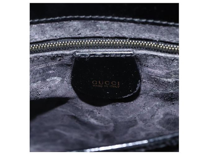 Borsa a mano GUCCI in pelle verniciata nera e oro Auth 151615 Nero D'oro - vista 12