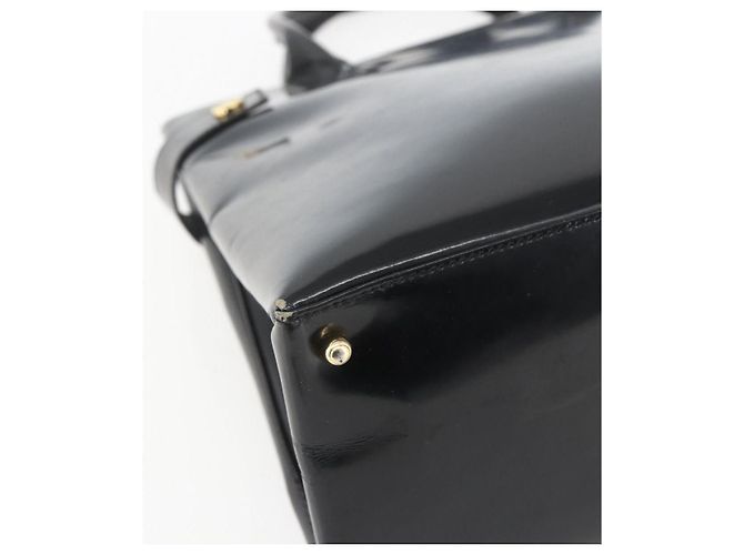 Borsa a mano GUCCI in pelle verniciata nera e oro Auth 151615 Nero D'oro - vista 14