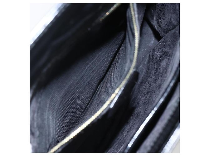 Borsa a mano GUCCI in pelle verniciata nera e oro Auth 151615 Nero D'oro - vista 20
