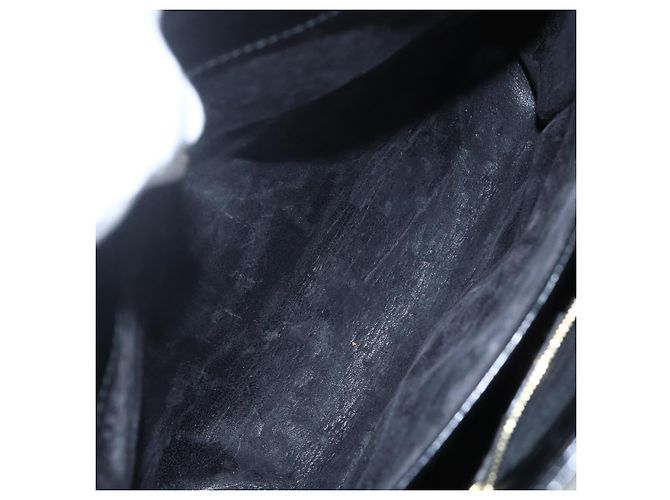 Borsa a mano GUCCI in pelle verniciata nera e oro Auth 151615 Nero D'oro - vista 21