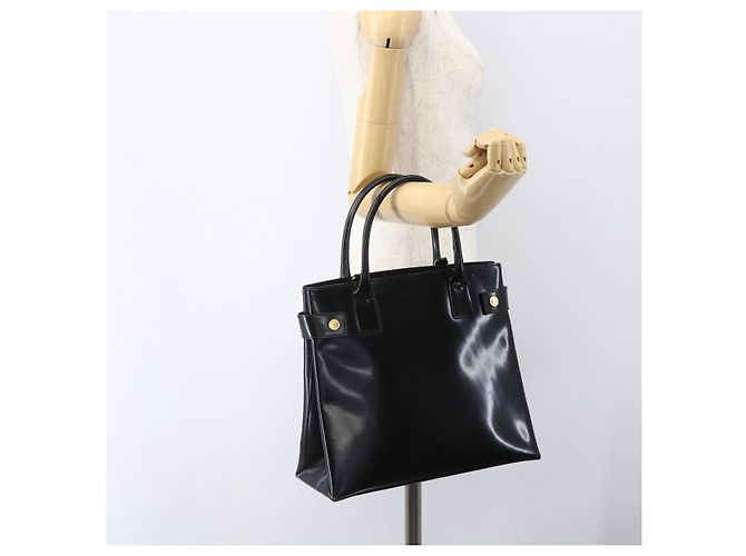 Borsa a mano GUCCI in pelle verniciata nera e oro Auth 151615 Nero D'oro - vista 22