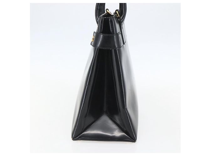 Borsa a mano GUCCI in pelle verniciata nera e oro Auth 151615 Nero D'oro - vista 4