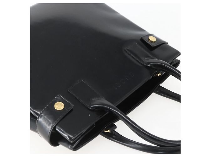 Borsa a mano GUCCI in pelle verniciata nera e oro Auth 151615 Nero D'oro - vista 6