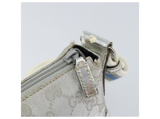 Borsa a Spalla GG Canvas Gucci Argento 147671 Auth 155220 - vista 10