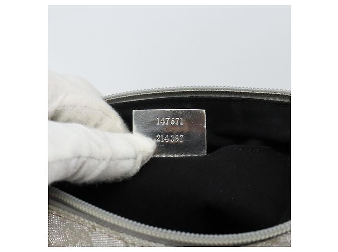 Borsa a Spalla GG Canvas Gucci Argento 147671 Auth 155220 - vista 12