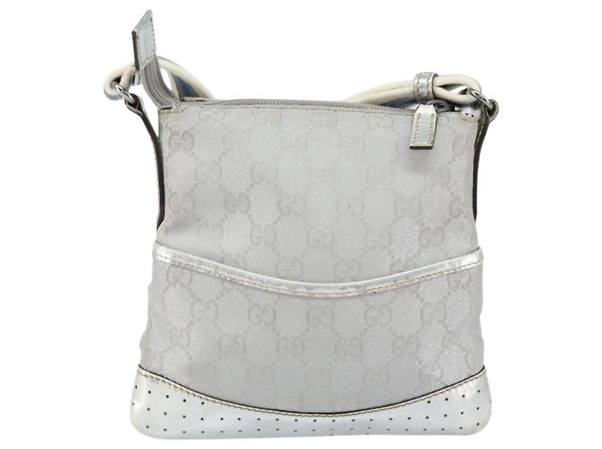 Borsa a Spalla GG Canvas Gucci Argento 147671 Auth 155220 - vista 13