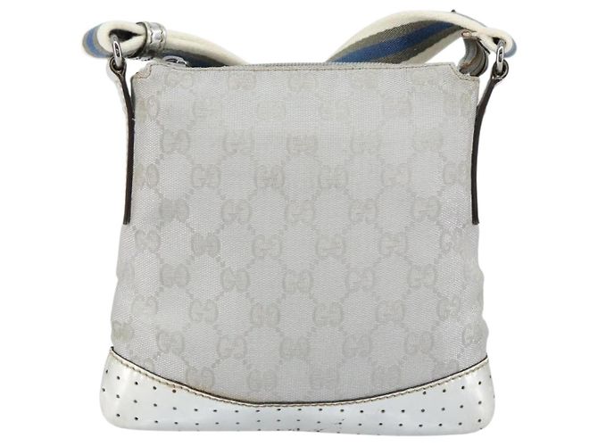 Borsa a Spalla GG Canvas Gucci Argento 147671 Auth 155220 - vista 2