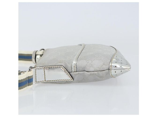 Borsa a Spalla GG Canvas Gucci Argento 147671 Auth 155220 - vista 4