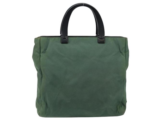 PRADA Borsa a mano in nylon verde argento Auth 151462 - vista 2