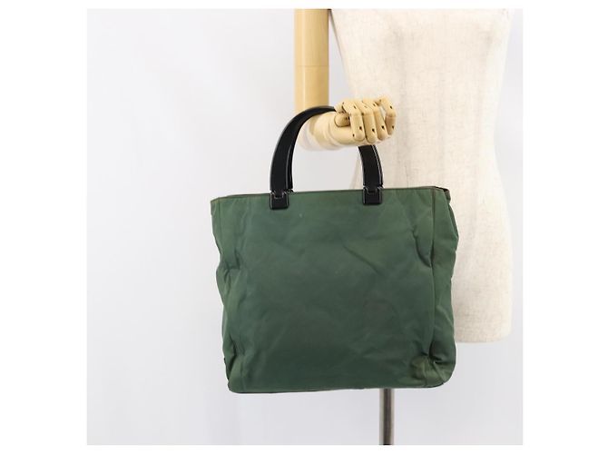 PRADA Borsa a mano in nylon verde argento Auth 151462 - vista 25