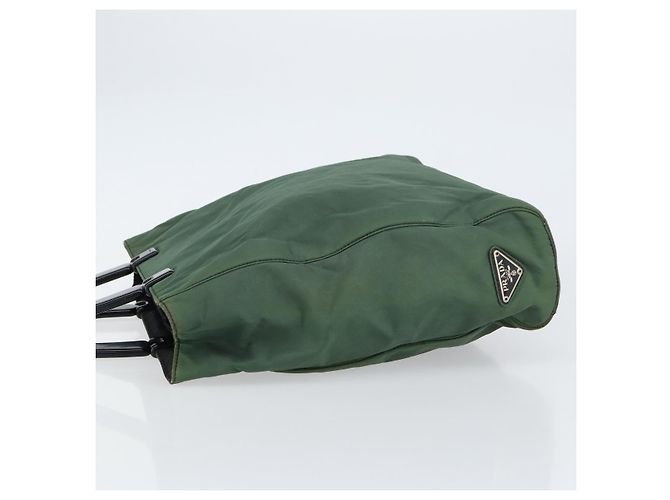 PRADA Borsa a mano in nylon verde argento Auth 151462 - vista 4