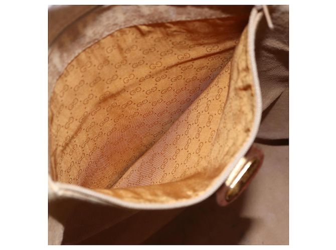 Gucci Bolsa tote Micro GG Supreme em PVC couro bege dourado 002 115 0135 Auth 151663 - vista 11