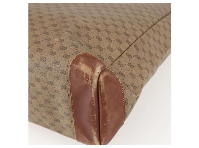 Gucci Bolsa tote Micro GG Supreme em PVC couro bege dourado 002 115 0135 Auth 151663 - vista 15