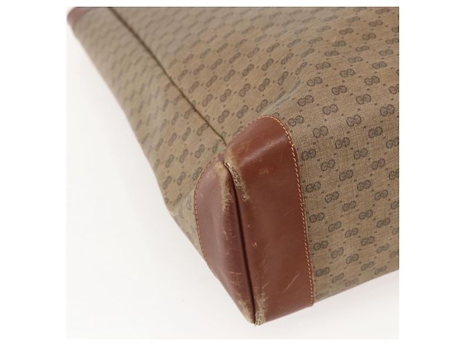 Gucci Bolsa tote Micro GG Supreme em PVC couro bege dourado 002 115 0135 Auth 151663 - vista 16