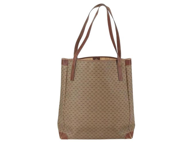 Gucci Bolsa tote Micro GG Supreme em PVC couro bege dourado 002 115 0135 Auth 151663 - vista 2