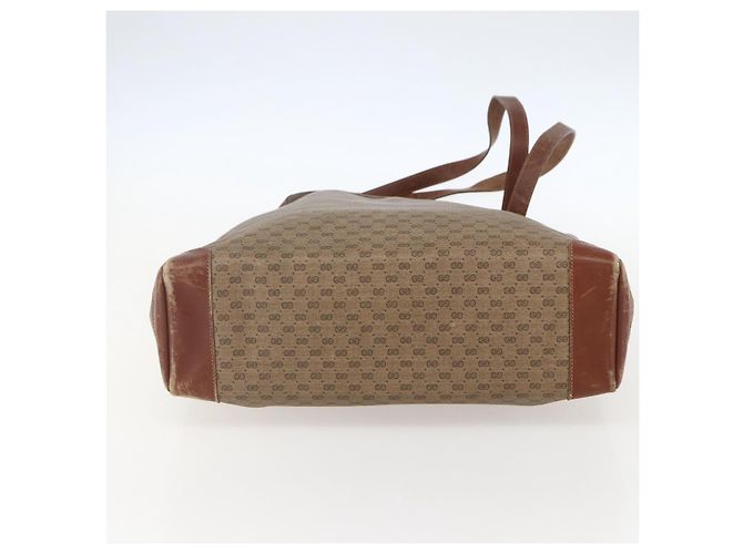 Gucci Bolsa tote Micro GG Supreme em PVC couro bege dourado 002 115 0135 Auth 151663 - vista 5