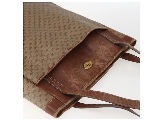 Gucci Bolsa tote Micro GG Supreme em PVC couro bege dourado 002 115 0135 Auth 151663 - vista 6