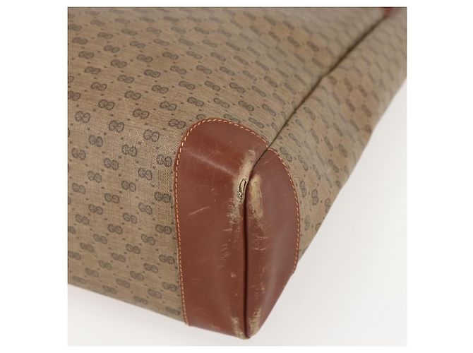 Gucci Bolsa tote Micro GG Supreme em PVC couro bege dourado 002 115 0135 Auth 151663 - vista 9