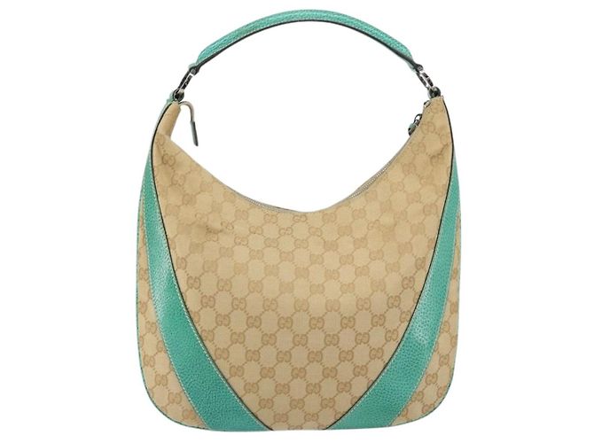 Borsa a Spalla GG Canvas Gucci Beige Argento 134357 Auth 156040 - vista 2