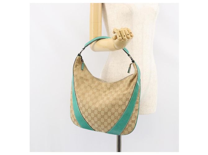 Borsa a Spalla GG Canvas Gucci Beige Argento 134357 Auth 156040 - vista 22