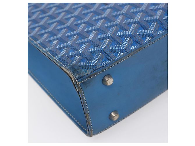 GOYARD Herringbone COMOR GM Tote Bag aus PVC-Canvas Blau Silber authentisch mr1635 - Ansicht 14