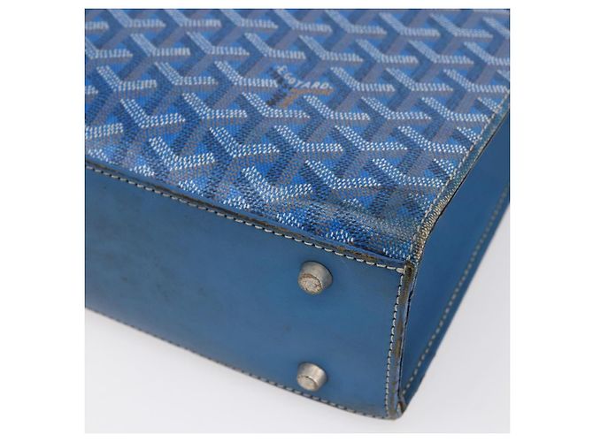 GOYARD Herringbone COMOR GM Tote Bag aus PVC-Canvas Blau Silber authentisch mr1635 - Ansicht 15