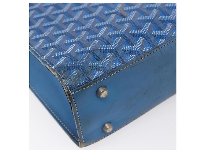 GOYARD Herringbone COMOR GM Tote Bag aus PVC-Canvas Blau Silber authentisch mr1635 - Ansicht 16