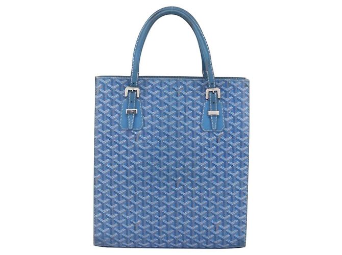 GOYARD Herringbone COMOR GM Tote Bag aus PVC-Canvas Blau Silber authentisch mr1635 - Ansicht 2