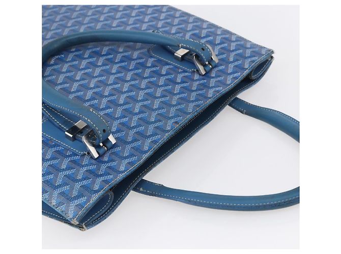 GOYARD Herringbone COMOR GM Tote Bag aus PVC-Canvas Blau Silber authentisch mr1635 - Ansicht 6