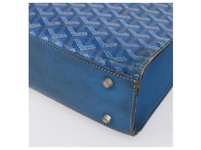 GOYARD Herringbone COMOR GM Tote Bag aus PVC-Canvas Blau Silber authentisch mr1635 - Ansicht 9