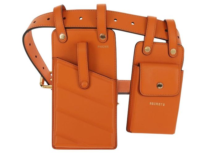 Cintura Multi Accessorio FENDI in pelle arancione e oro Auth 154935M D'oro - vista 13