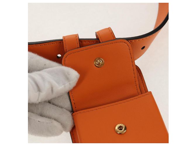 Cintura Multi Accessorio FENDI in pelle arancione e oro Auth 154935M D'oro - vista 14