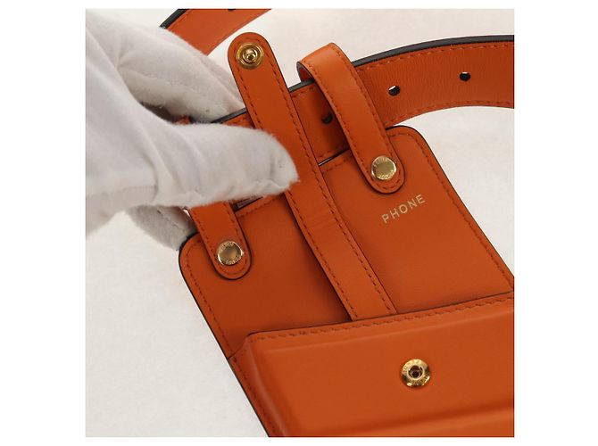 Cintura Multi Accessorio FENDI in pelle arancione e oro Auth 154935M D'oro - vista 18