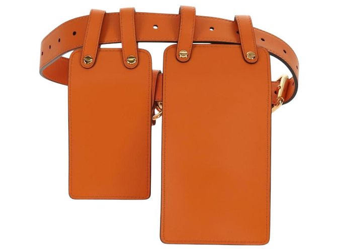 Cintura Multi Accessorio FENDI in pelle arancione e oro Auth 154935M D'oro - vista 2