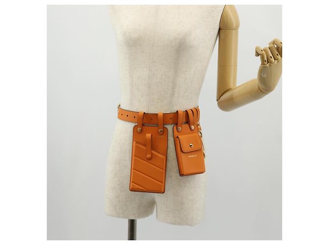 Cintura Multi Accessorio FENDI in pelle arancione e oro Auth 154935M D'oro - vista 21