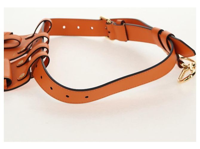 Cintura Multi Accessorio FENDI in pelle arancione e oro Auth 154935M D'oro - vista 6