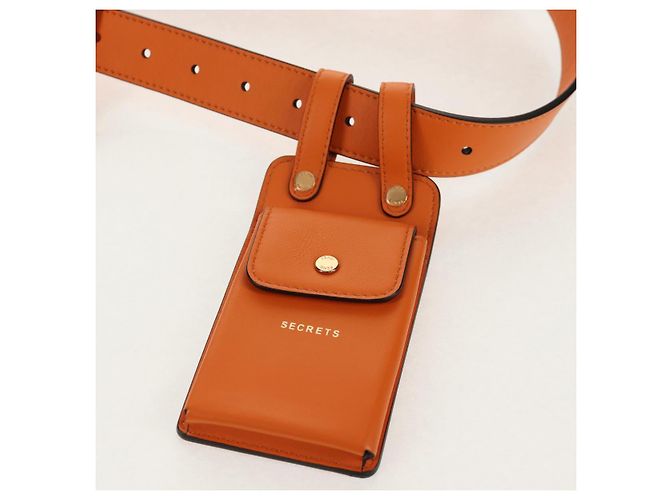 Cintura Multi Accessorio FENDI in pelle arancione e oro Auth 154935M D'oro - vista 7