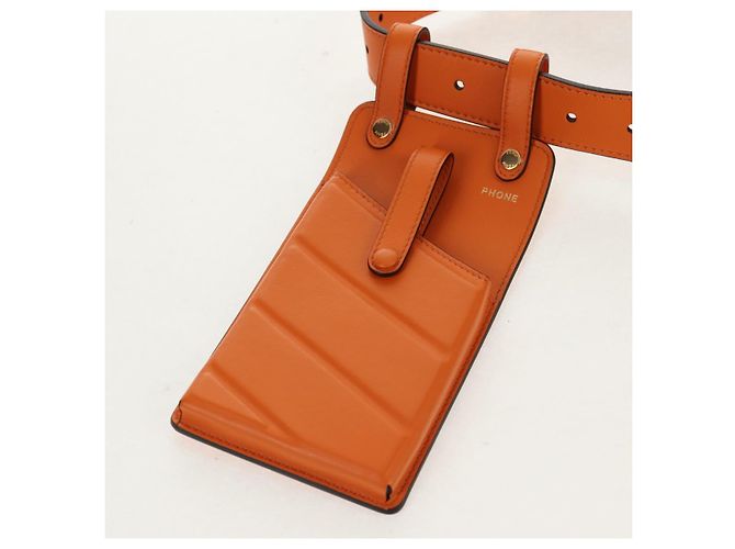 Cintura Multi Accessorio FENDI in pelle arancione e oro Auth 154935M D'oro - vista 9