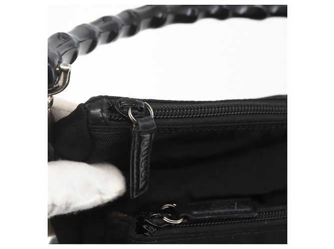 Borsa a Spalla GUCCI Bamboo Nylon 2in1 Nero Oro 000 0509 Auth 151645 D'oro - vista 10