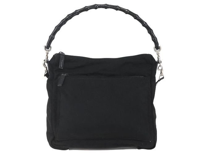 Borsa a Spalla GUCCI Bamboo Nylon 2in1 Nero Oro 000 0509 Auth 151645 D'oro - vista 13