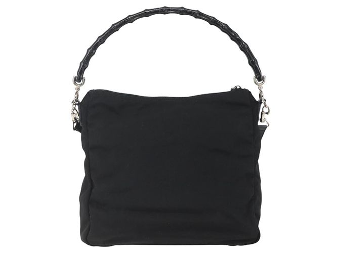 Borsa a Spalla GUCCI Bamboo Nylon 2in1 Nero Oro 000 0509 Auth 151645 D'oro - vista 2
