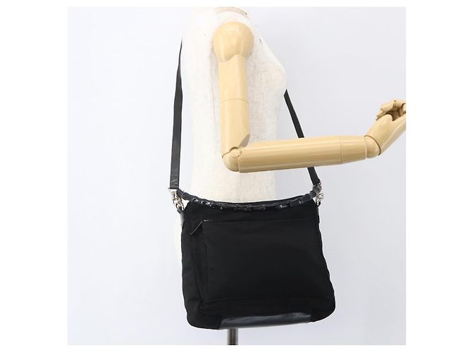 Borsa a Spalla GUCCI Bamboo Nylon 2in1 Nero Oro 000 0509 Auth 151645 D'oro - vista 25