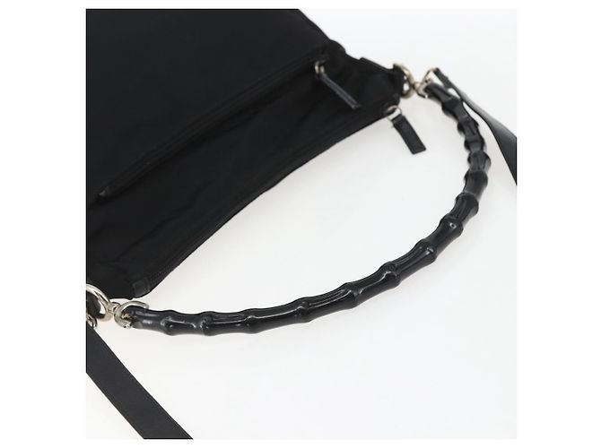 Borsa a Spalla GUCCI Bamboo Nylon 2in1 Nero Oro 000 0509 Auth 151645 D'oro - vista 7