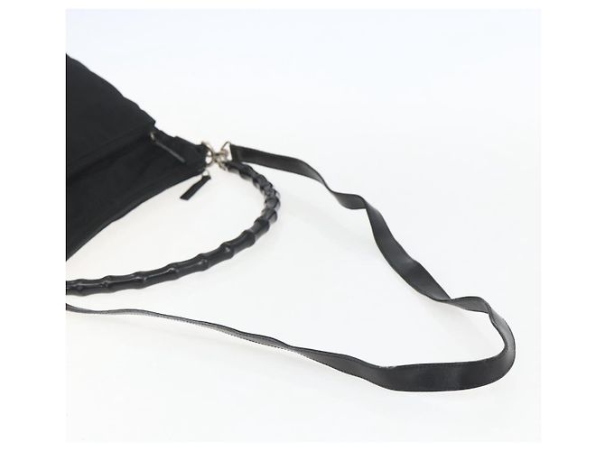 Borsa a Spalla GUCCI Bamboo Nylon 2in1 Nero Oro 000 0509 Auth 151645 D'oro - vista 8