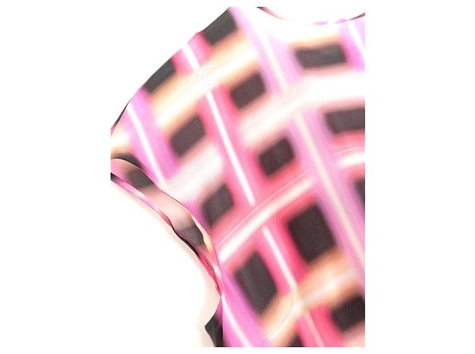 Top de seda con estampado neón Chanel Primavera 2017 Rosa - vista 2